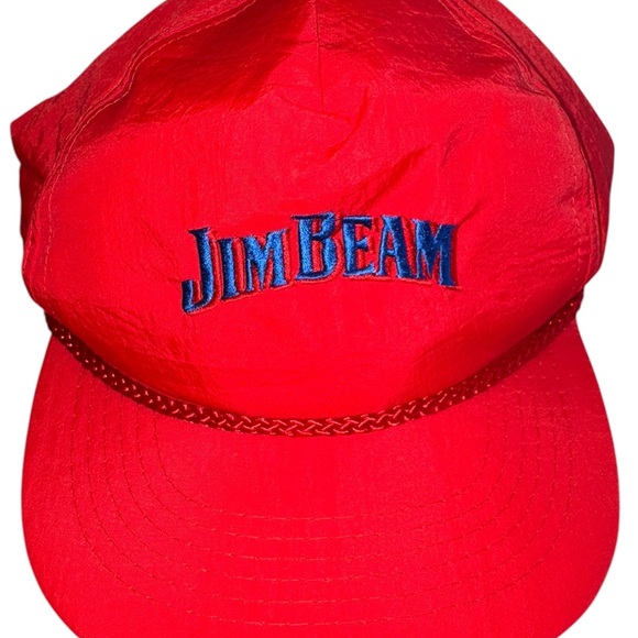 VTG Jim Beam Y2K Red Embroidered Snapback Hat Cap Bourbon Whiskey Streetwear - Picture 3 of 8